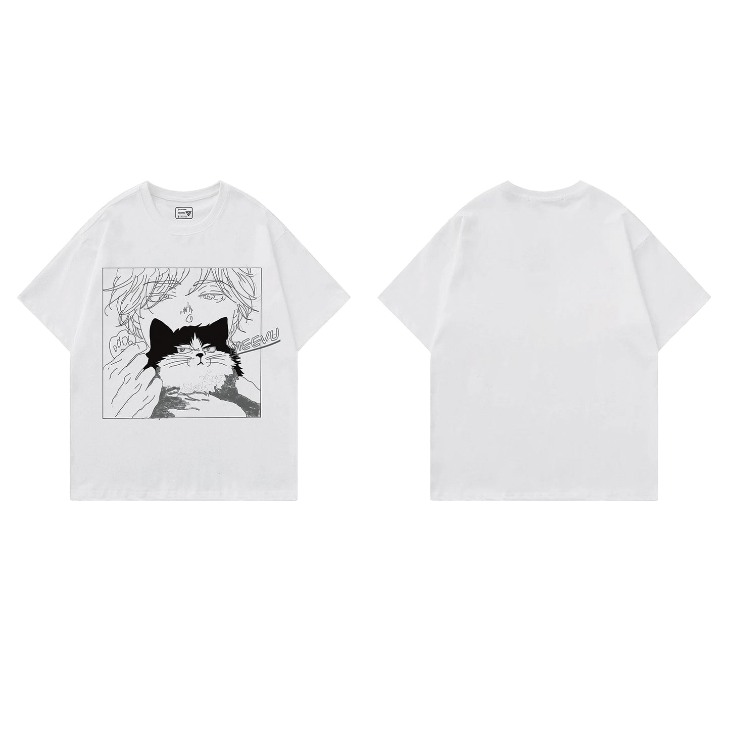 Cat Anime Designed Oversized T-shirt